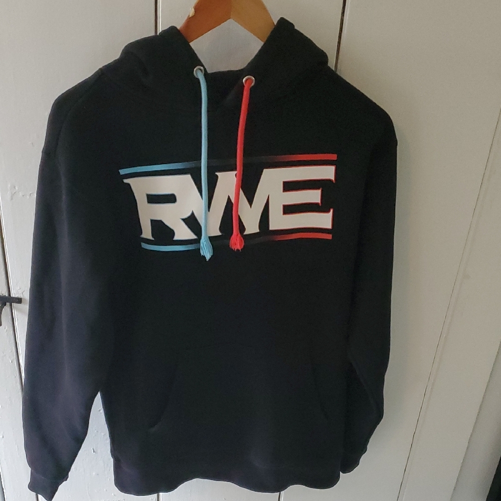 RME Black Hoodie with Red and Blue Accents